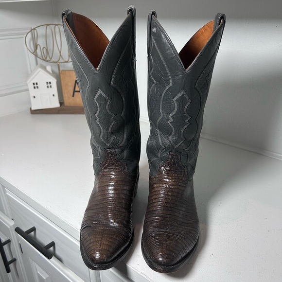 Vintage J. Chisholm Exotic Lizard Cowboy Boots USA Made Men’s 7D, Women's 8.5 - Picture 3 of 6